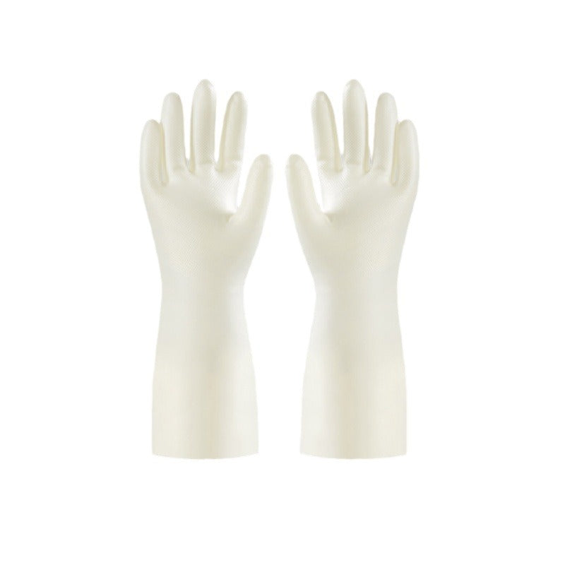 Pair of white gloves on a white background
