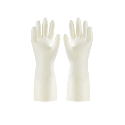 Pair of white gloves on a white background