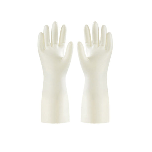 Pair of white gloves on a white background