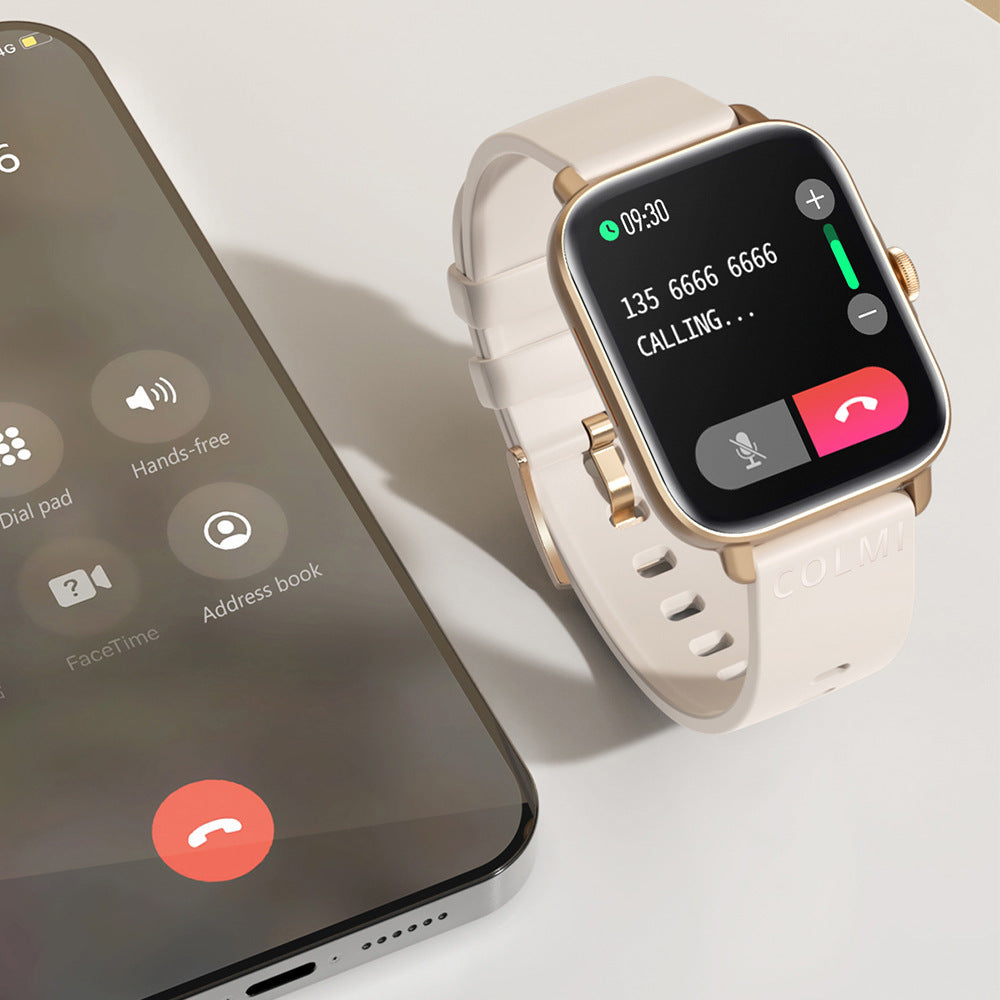 Smartphone and smartwatch on a light surface