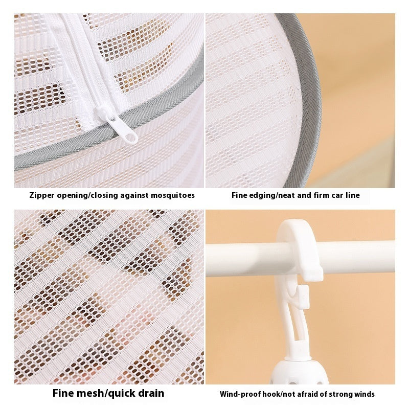 Hanging Network Dry Goods Artifact - Foldable Fly Cage for Balcony Drying