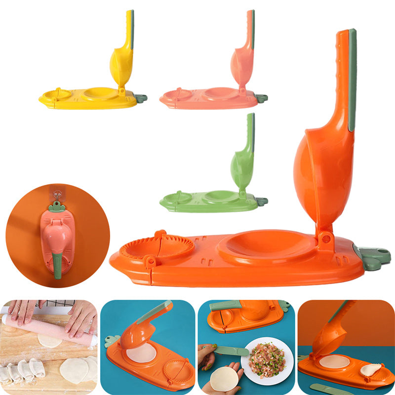 Multifunctional kitchen tool with various attachments on a white background