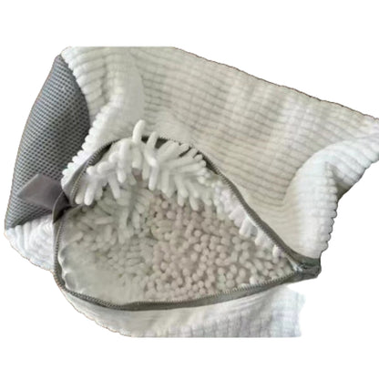 White and gray cleaning brush with bristles on a wooden surface, labeled '3pcs'.