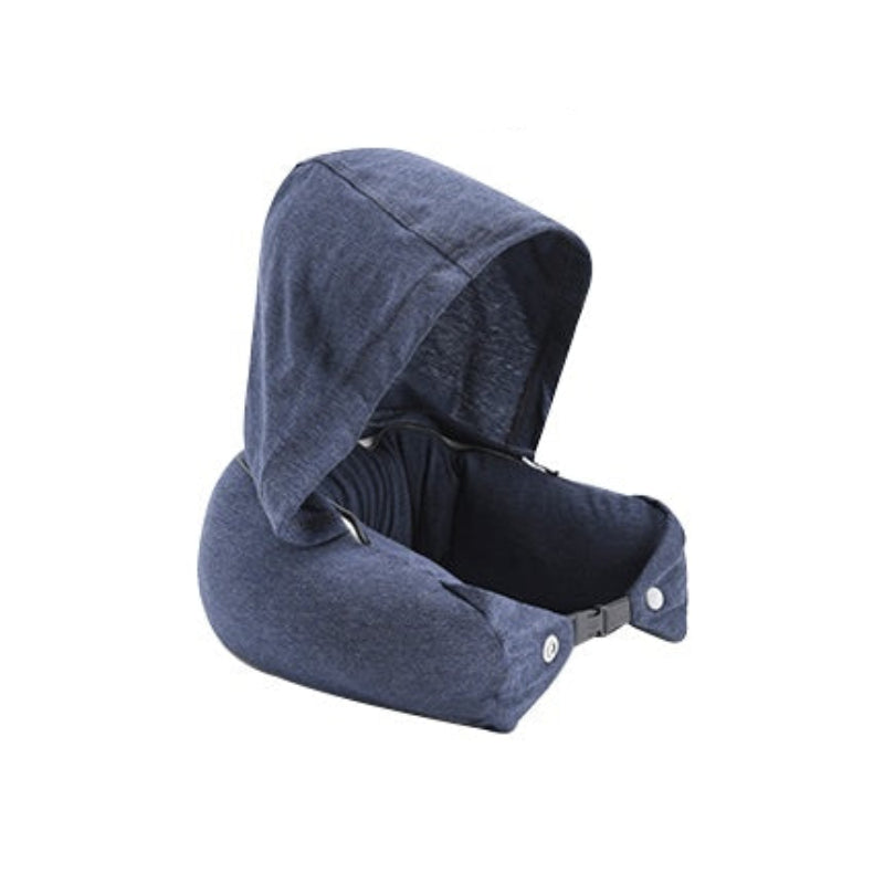 Blue hooded product on a white background with text 'Hooded design'.