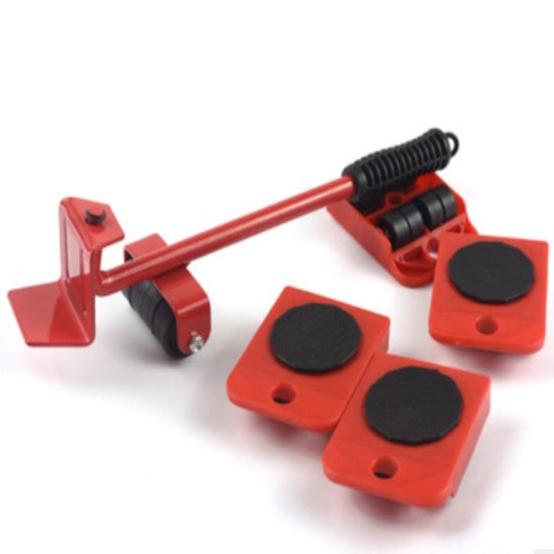 Red tool with black components on a white background