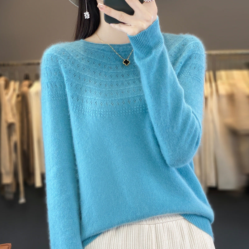 Seamless Front Line Ready-made Garments Curling Collar Hollow Sweater