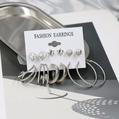 Simple Earrings 6 Pairs With Diamonds Earings Set