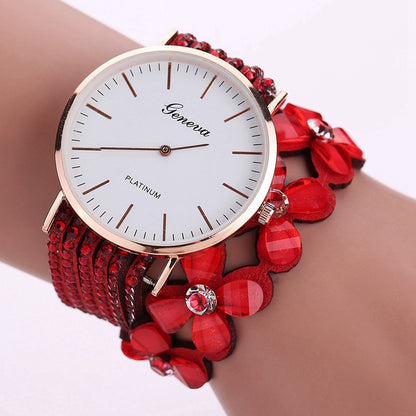 Fashion Geneva Flowers Quartz Ladies Bracelet Watch