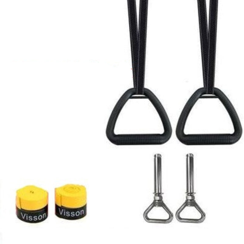 Black D-ring straps with hooks, Visson brand connectors, and a white background.