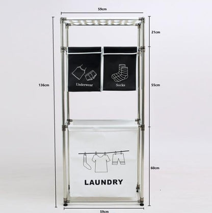 Laundry Basket 3-tier Laundry Sorter With 4 Removable Bags For Organizing Clothes, Laundry, Light Laundry, Dark Laundry, 3 Hooks