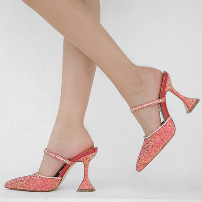 Pointed Slippers High Heel Baotou Sandals And Slippers Women