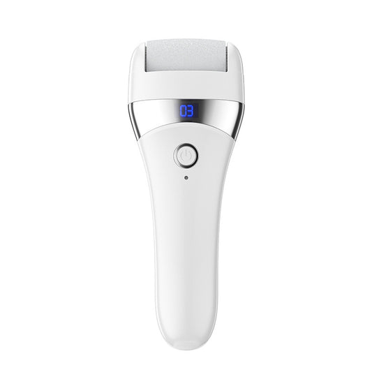 White electronic device with digital display on a white background