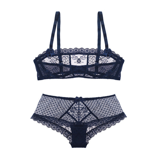 Women's Lace Bra and Underwear Set – Elegant Design with Steel Ring