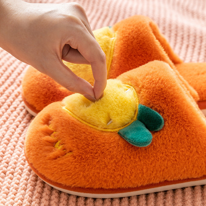 Bag heel thick-soled warm plush cotton slippers