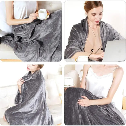 Heated Blanket Queen Size With Dual Zone Control - 10 Heat Settings Electric Throw Blanket With Automatic Shut Off Timer, Machine Washable Soft Flannel