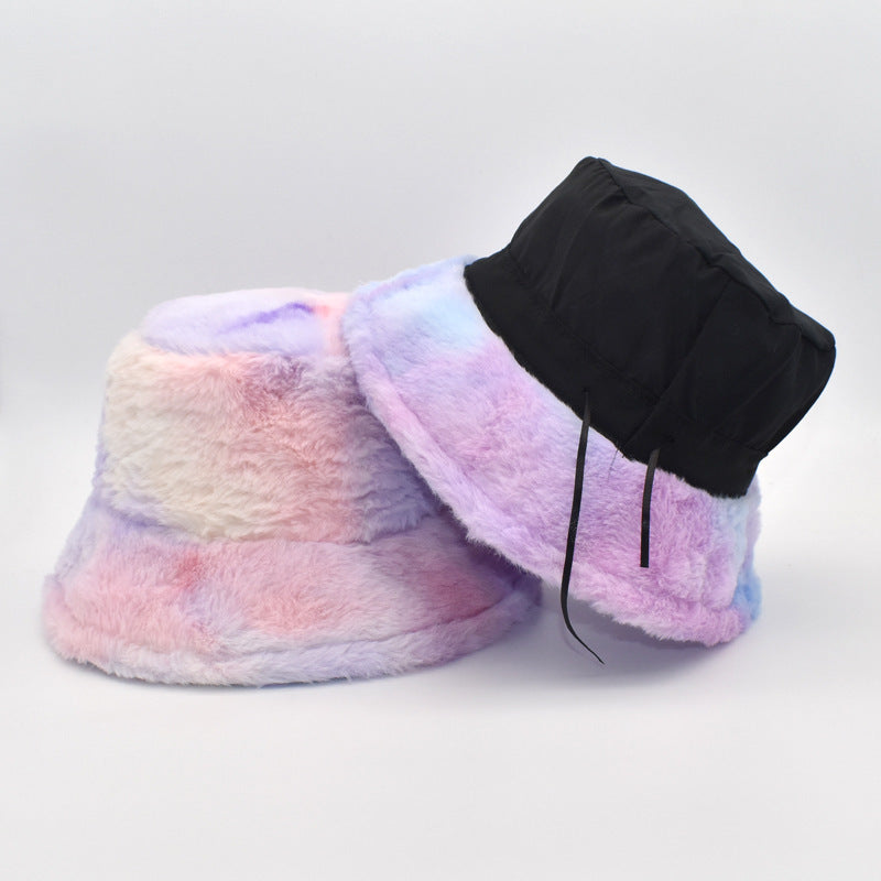 Women's Rainbow Rabbit Hair Fisherman Hat