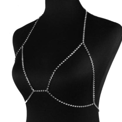 Silver chainmaille top on a black mannequin.