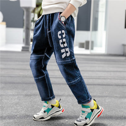 Boys Jeans - Autumn and Winter New One-piece Velvet