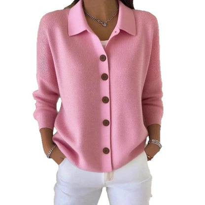 Button-Knitted Lapel Sweater Cardigan Coat for Women- Stylish & Versatile