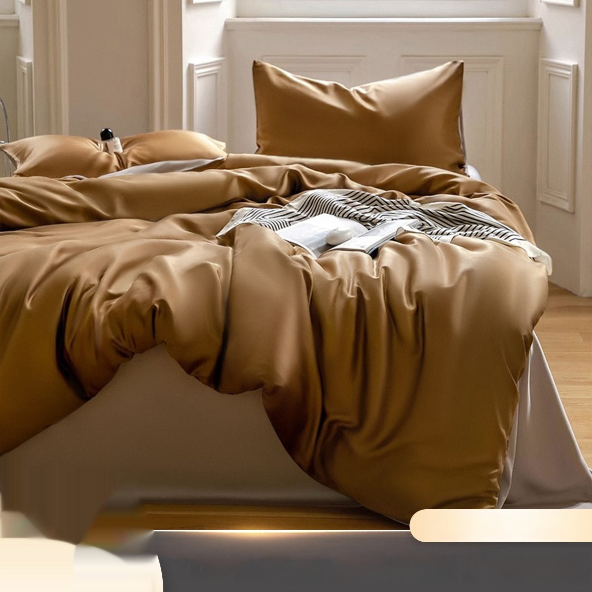 Summer Bed Four-piece Ice Silk Summer Cooling Quilt Cover Fitted Sheet