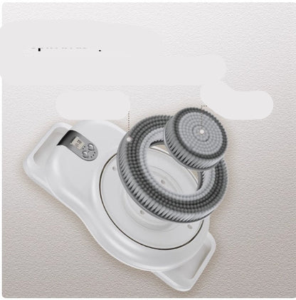 Split brush plate with outer and inner rings on a light gray background