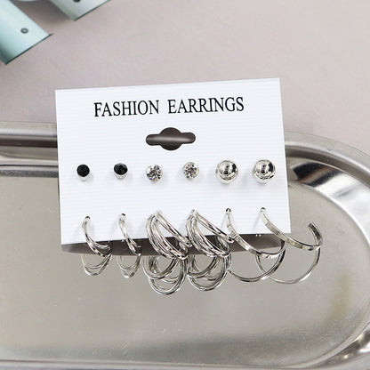 Simple Earrings 6 Pairs With Diamonds Earings Set