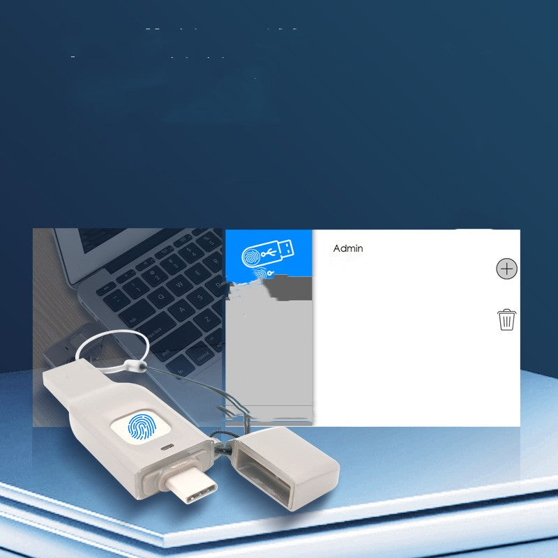 Fingerprint reader device with a blue background