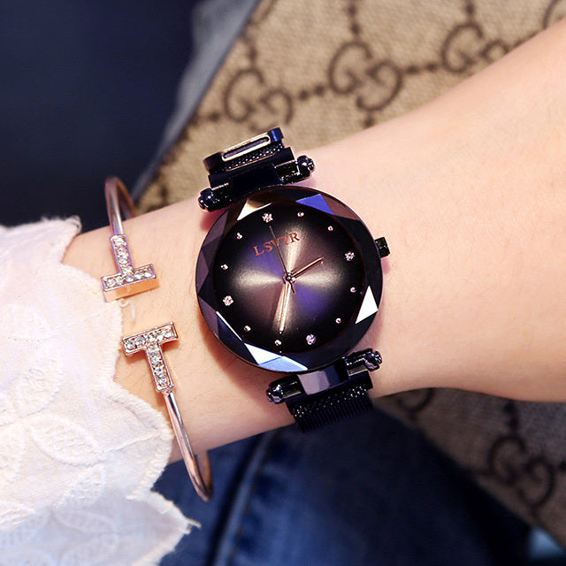 Rose Gold Women’s Starry Sky Magnet Strap Watch