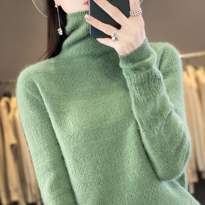 Pile Collar Front Line Ready-made Garments 100 Woolen Sweater For Women
