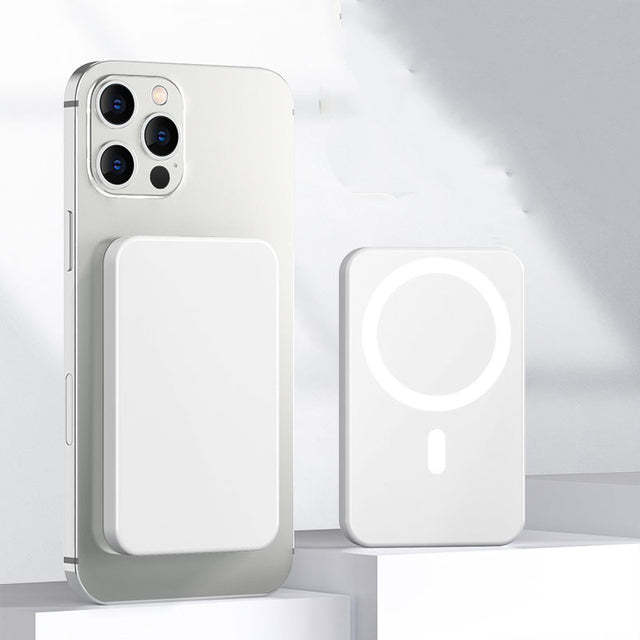 Smartphone with a magnetic phone case attachment on a white background