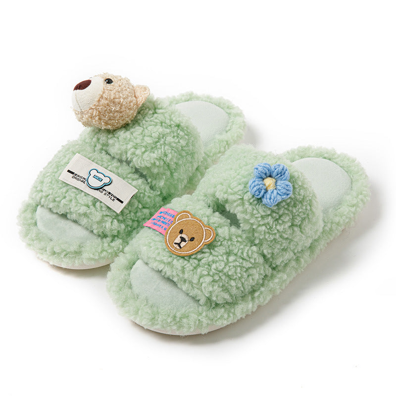 Parallel Bars Cartoon Opening Cotton Slippers Home