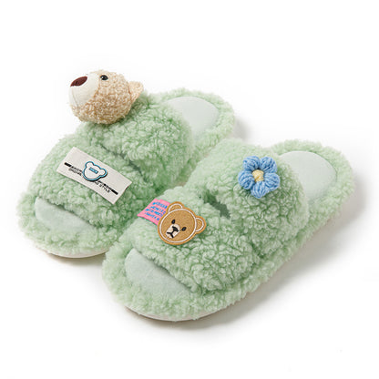 Parallel Bars Cartoon Opening Cotton Slippers Home