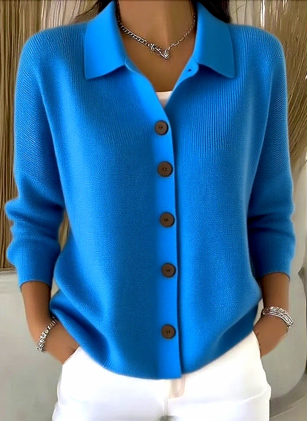 Button-Knitted Lapel Sweater Cardigan Coat for Women- Stylish & Versatile
