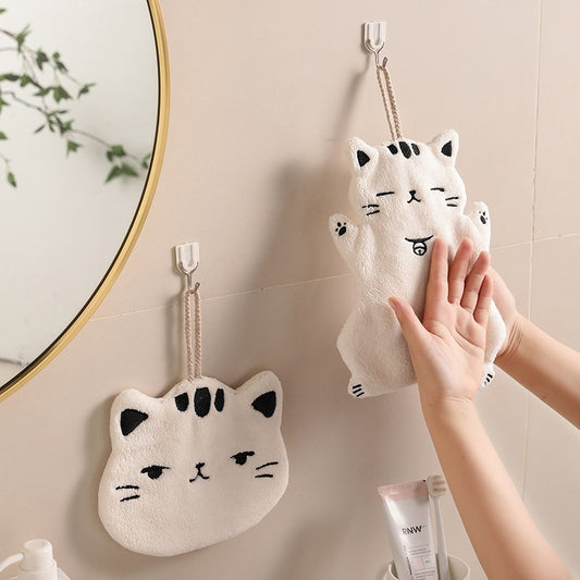 Hand-wiping Small Tower Cute Cat Hand Towel Bathroom Kitchen Hanging Towel