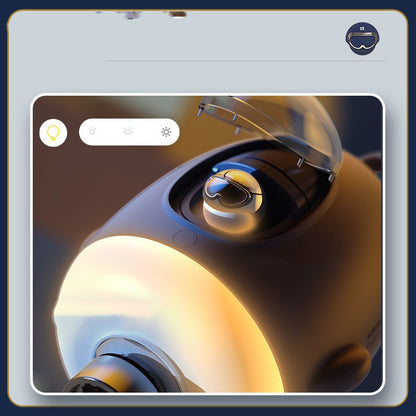 Close-up of a scooter headlight with control interface on a dark background
