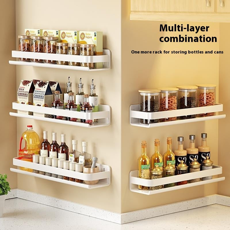 Milk White Kitchen Rack - Seasoning Rack, Punch-Free Wall Hanging