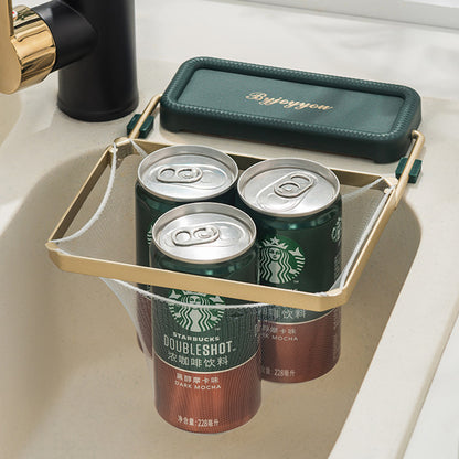 Foldable Sink Filter Rack - Kitchen Strainer Mesh Bag Stand for Waste Disposal