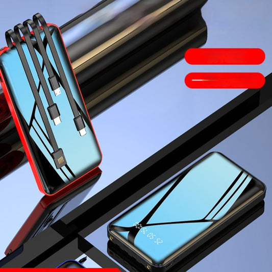 Smartphone with screen protector and cable on a reflective surface