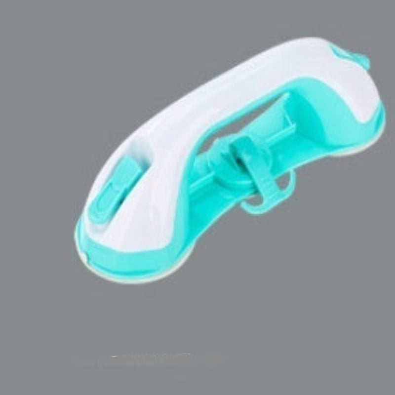 Turquoise and white device on a gray background