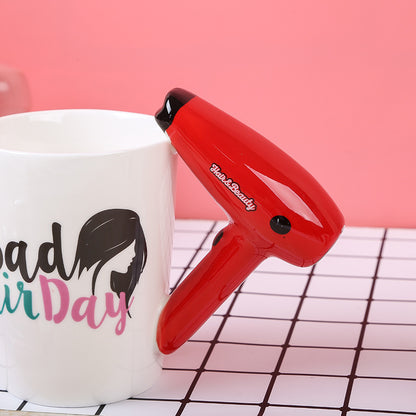 Creative Ceramic Hair Dryer Mug Ladies Tool Hair Dryer Hair Salon Bathroom Decor Vanity Decor Coffee Cup Hairdresser Gift