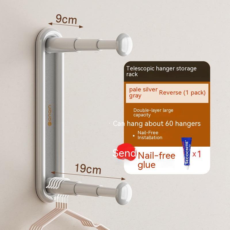 Retractable Hanger Storage Rack - Punch-Free Organizer