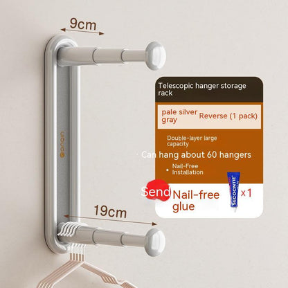 Retractable Hanger Storage Rack - Punch-Free Organizer