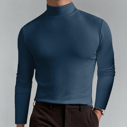 Autumn and Winter High Neck Long Sleeve T-Shirt for Men