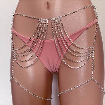 European and American Multi-Layer Rhinestone Waist Chain – Hip-Hop Inspired Jewelry