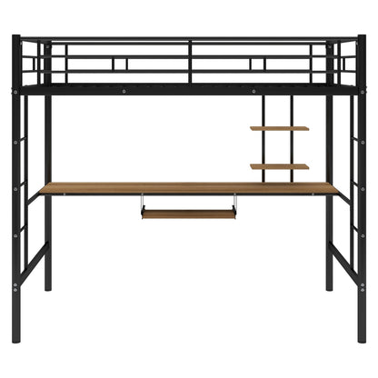 Loft Bed With Desk And Shelf , Space Saving Design,Twin