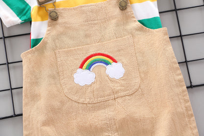 Rainbow Bib Pants for Girls - Baby Kids Clothing