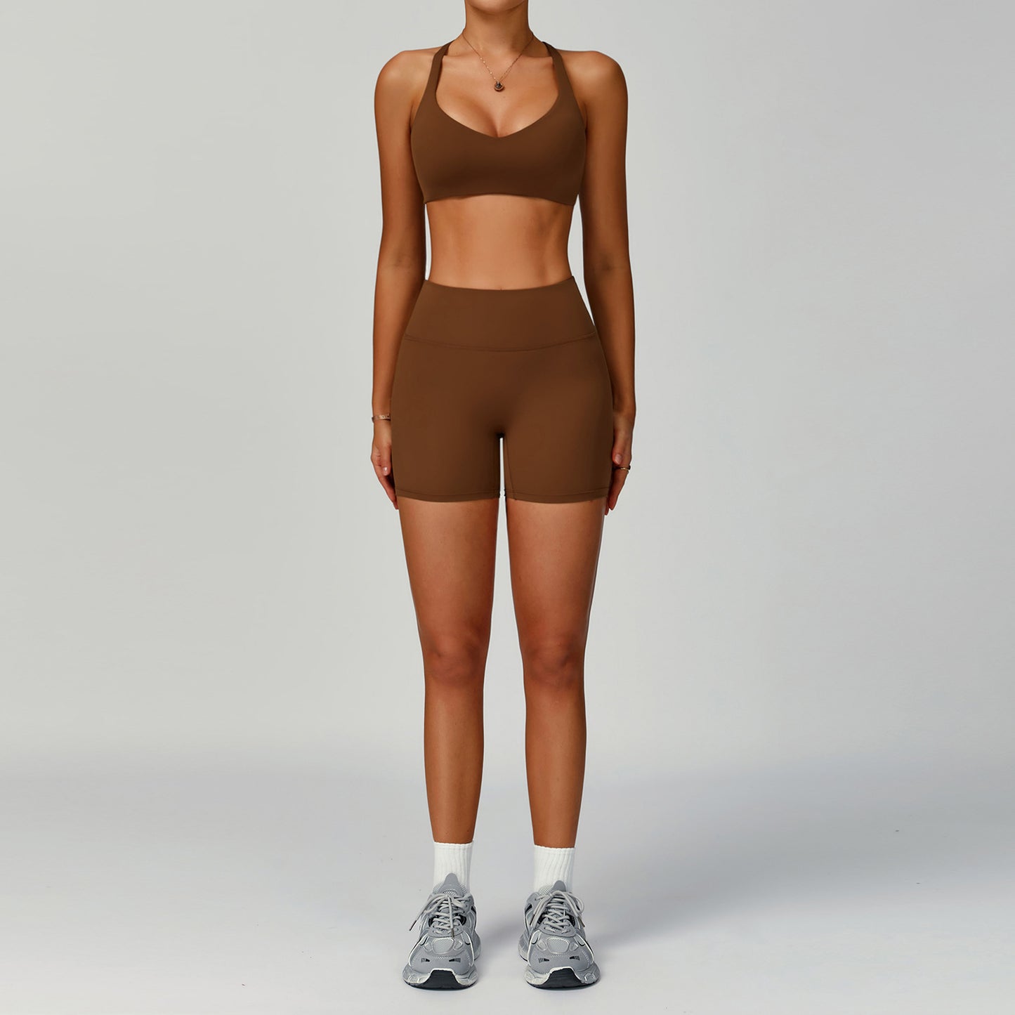 Women's Pure Color Tight Hollow-Out Beauty Back Sports Outfit