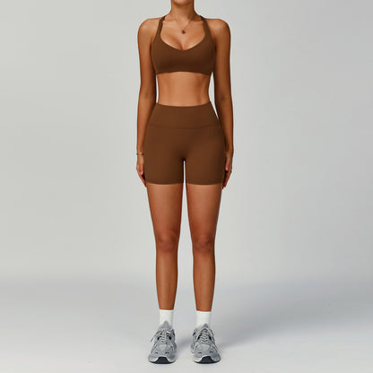 Women's Pure Color Tight Hollow-Out Beauty Back Sports Outfit