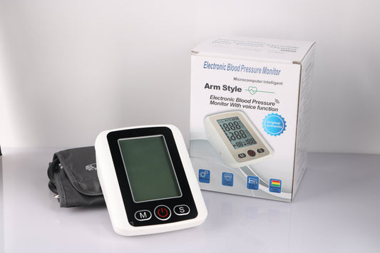 Home large screen voice electronic sphygmomanometer three color backlight blood pressure monitor arm type voice sphygmomanometer