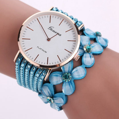 Fashion Geneva Flowers Quartz Ladies Bracelet Watch
